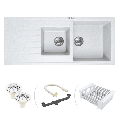 Quartz Double Bowl with Drainboard Kitchen Sink - Sand Pluto (45 x 20 x 9 inches) item list