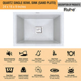 Quartz Single Bowl Kitchen Sink - Sand Pluto (product detail