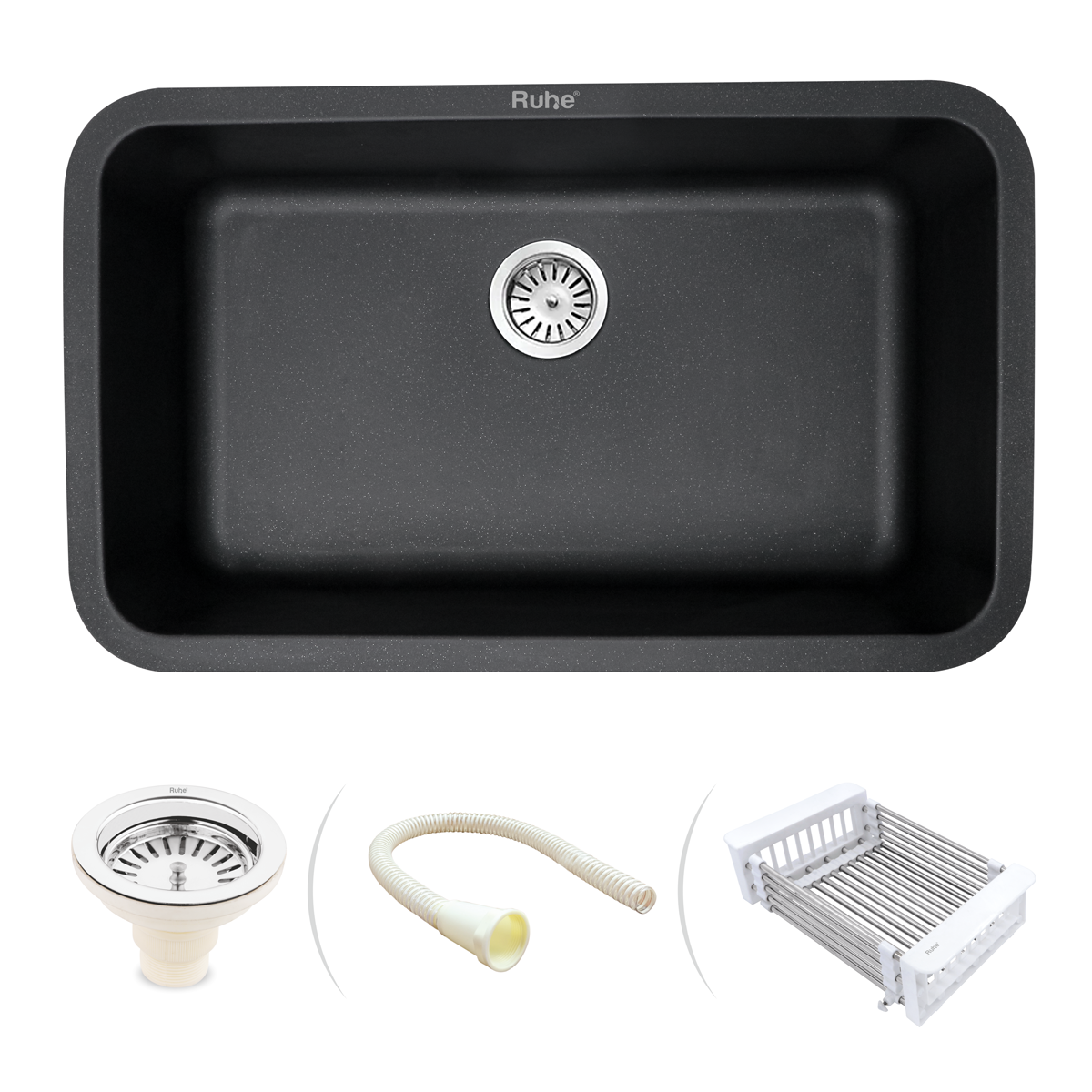 Quartz Single Bowl Kitchen Sink - Matte Black (31 x 19 x 9 inches) - by Ruhe