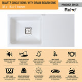 Quartz Single Bowl with Drainboard Kitchen Sink product details