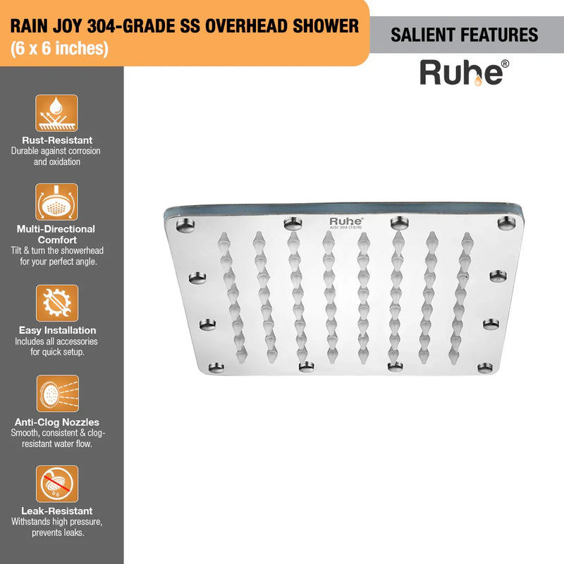 Rain Joy 304-Grade SS Overhead Shower