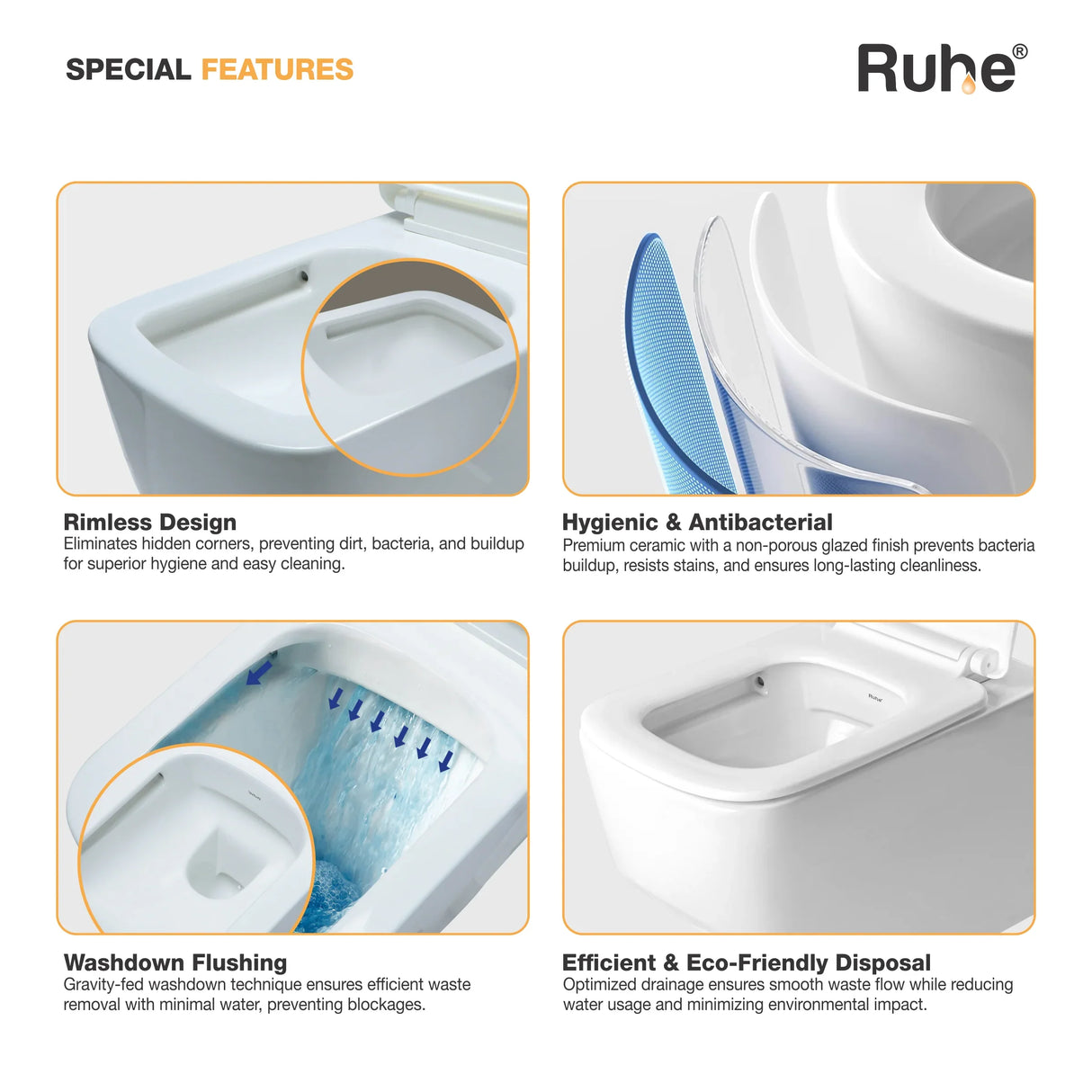 Risa Wall Hung Western Commode