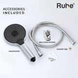 Rosa ABS Multi-flow Hand Shower with Flexible Tube (304-SS) and Hook - by Ruhe