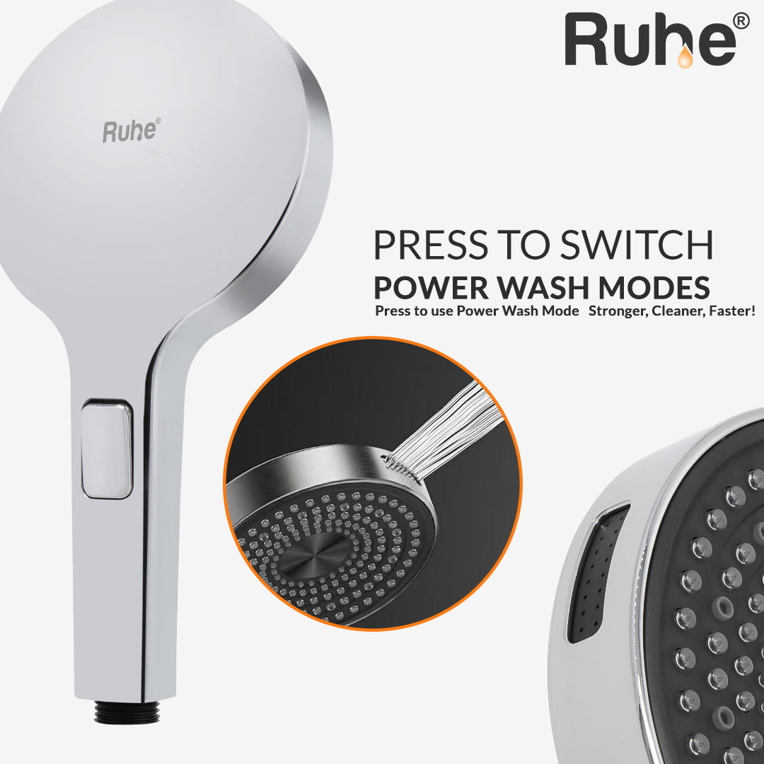 Rosa ABS Multi-flow Hand Shower with Flexible Tube (304-SS) and Hook - by Ruhe