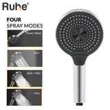 Rosa ABS Multi-flow Hand Shower with Flexible Tube (304-SS) and Hook - by Ruhe