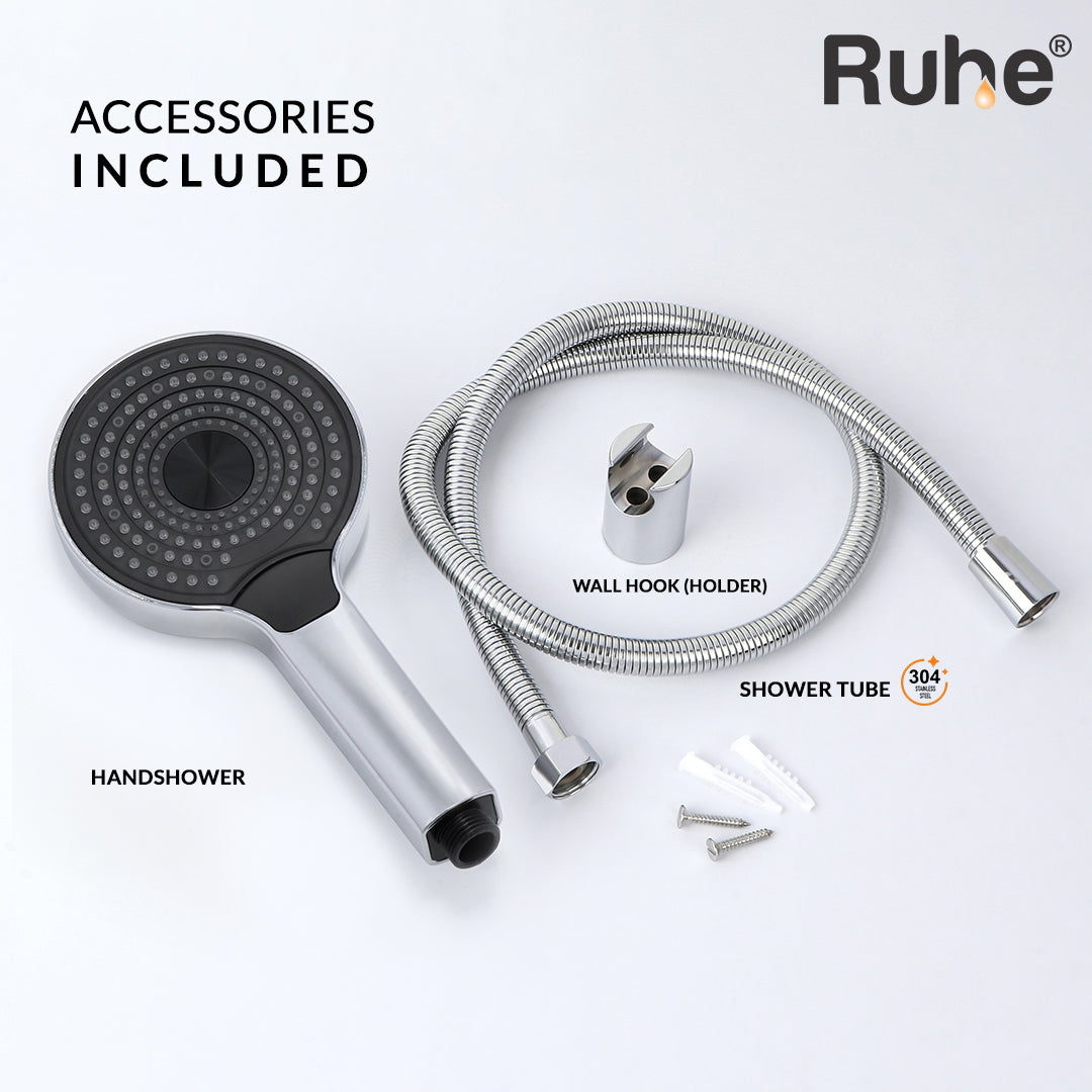 Rosa ABS Multi-flow Hand Shower with Flexible Tube (304-SS) and Hook - by Ruhe