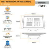 Ruby Square Flat Cut Floor Drain