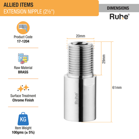 Extension Nipple (2 1/2 inches) (Pack of 2) - by Ruhe