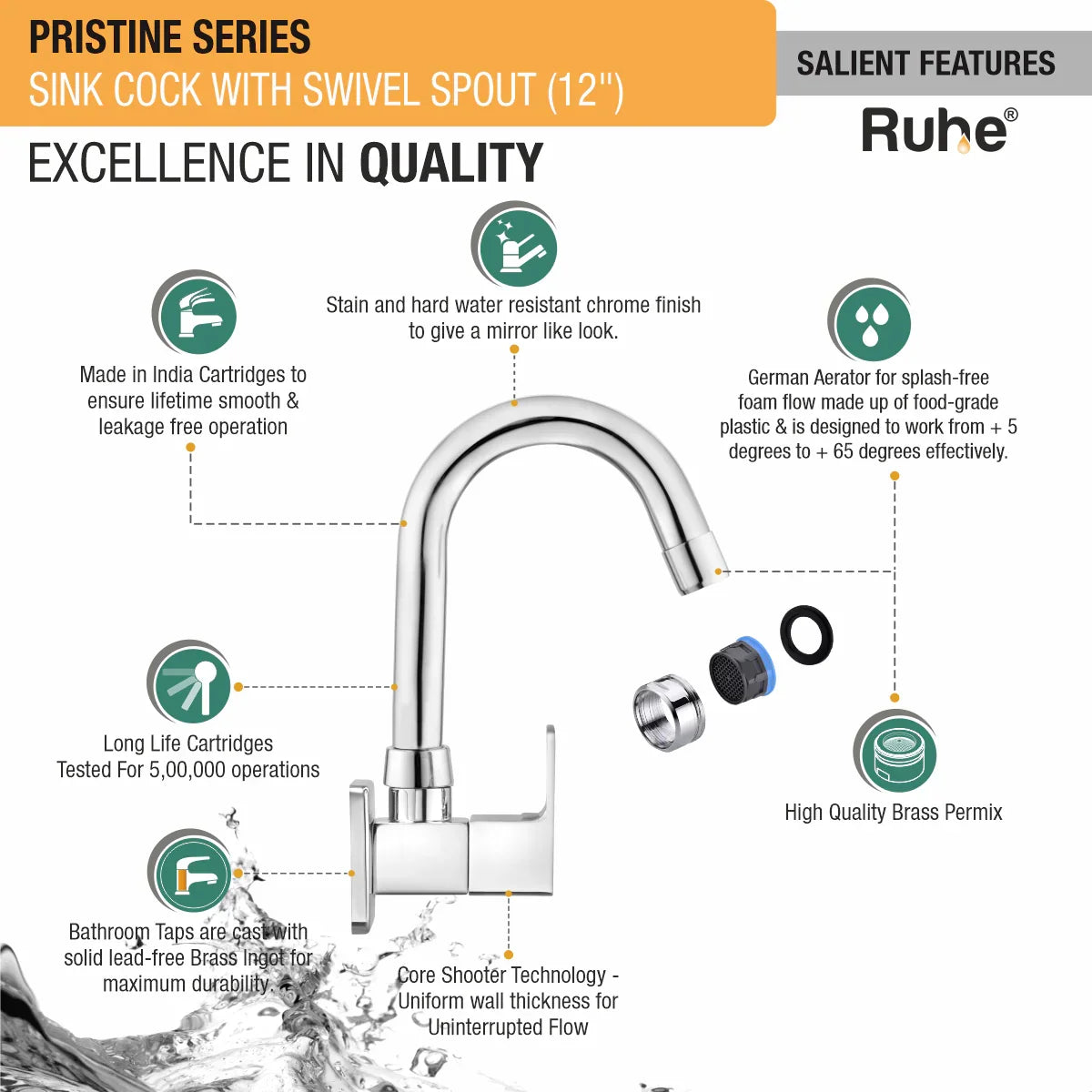 Brass Sink Tap with Swivel Spout