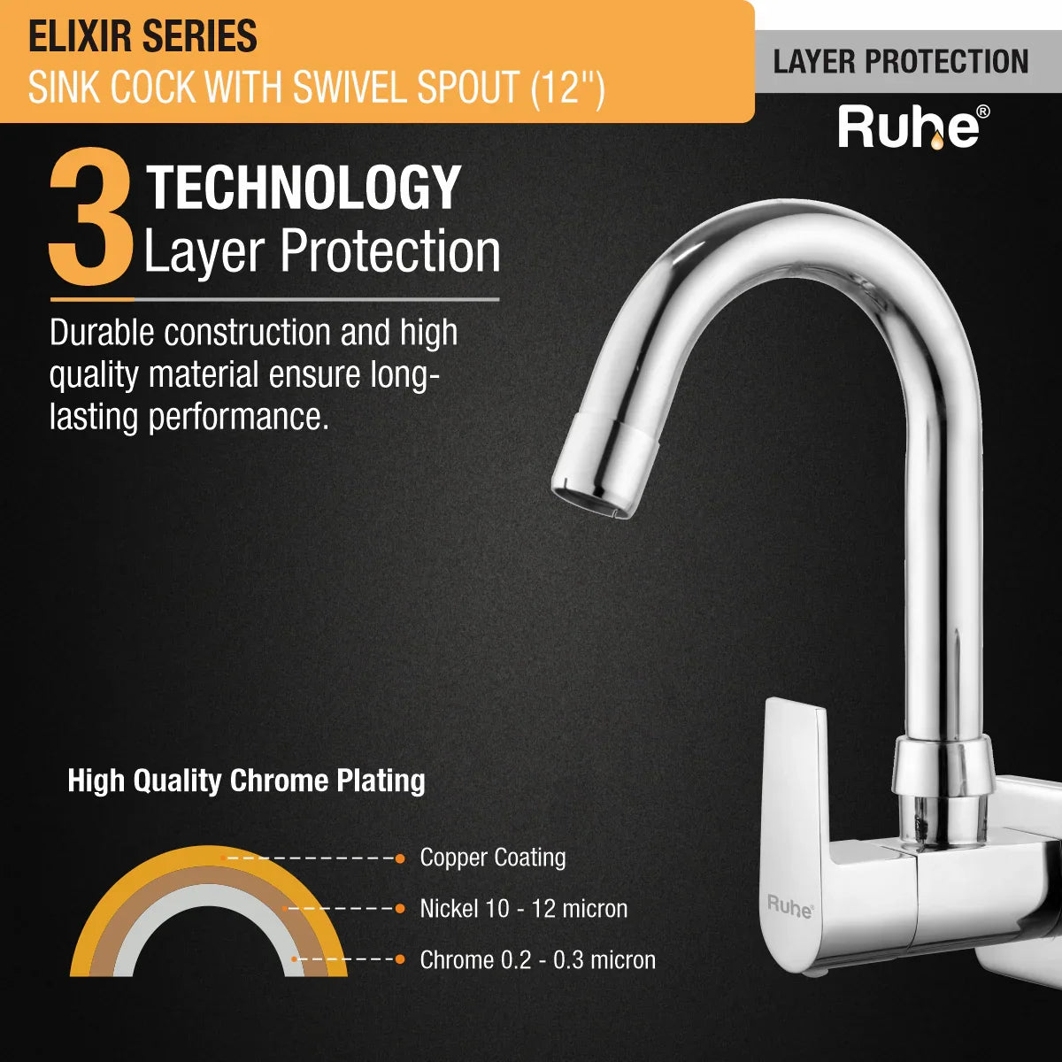 Wall-mount Kitchen Sink Tap with Swivel Spout