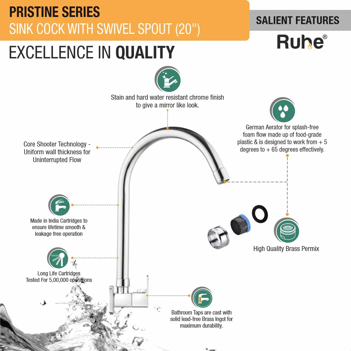 Brass Sink Tap with Swivel Spout