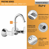 Pristine Wall Mount Kitchen Sink Mixer Tap with Swivel Spout
