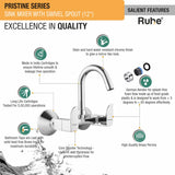 Pristine Wall Mount Kitchen Sink Mixer Tap with Swivel Spout