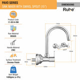 Pavo Wall Mount Kitchen Sink Mixer Tap with Swivel Spout