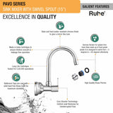 Pavo Wall Mount Kitchen Sink Mixer Tap with Swivel Spout