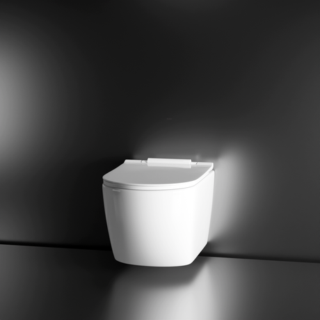 Summer Wall-Hung Rimless P-Trap Tornado Western Toilet / Commode (White) - by Ruhe