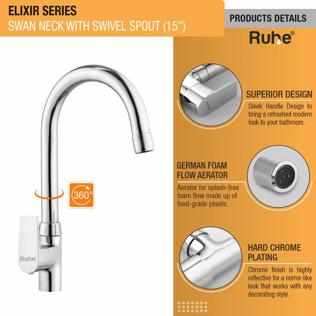 Elixir Deck Mount Wash Basin Tap with Swivel Spout