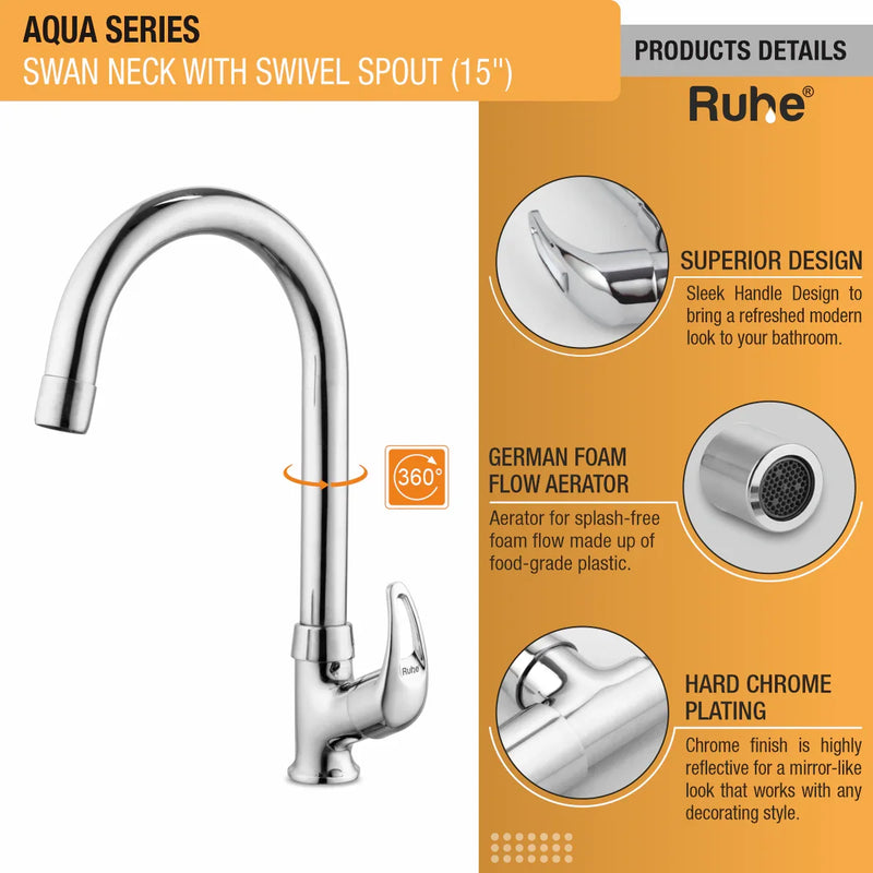 Aqua Deck Mount Wash Basin Tap with Swivel Spout