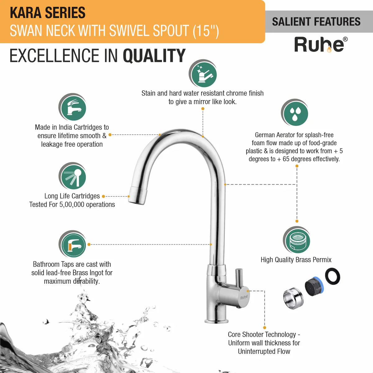 Kara Deck Mount Wash Basin Tap with Swivel Spout