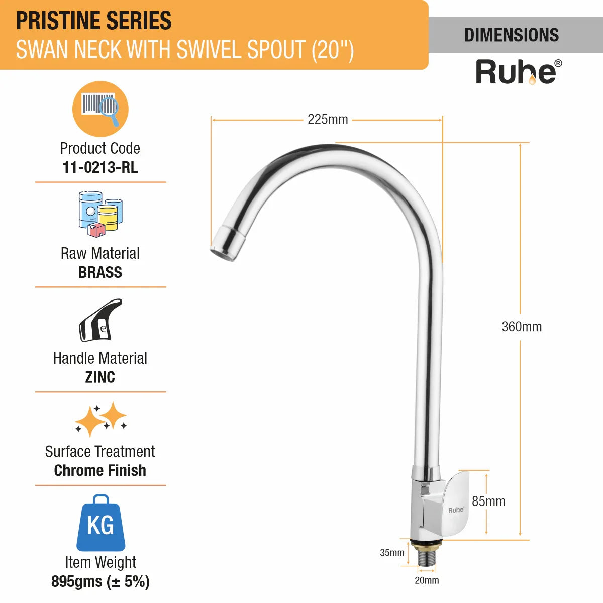 Pristine Deck Mount Wash Basin Tap with Swivel Spout