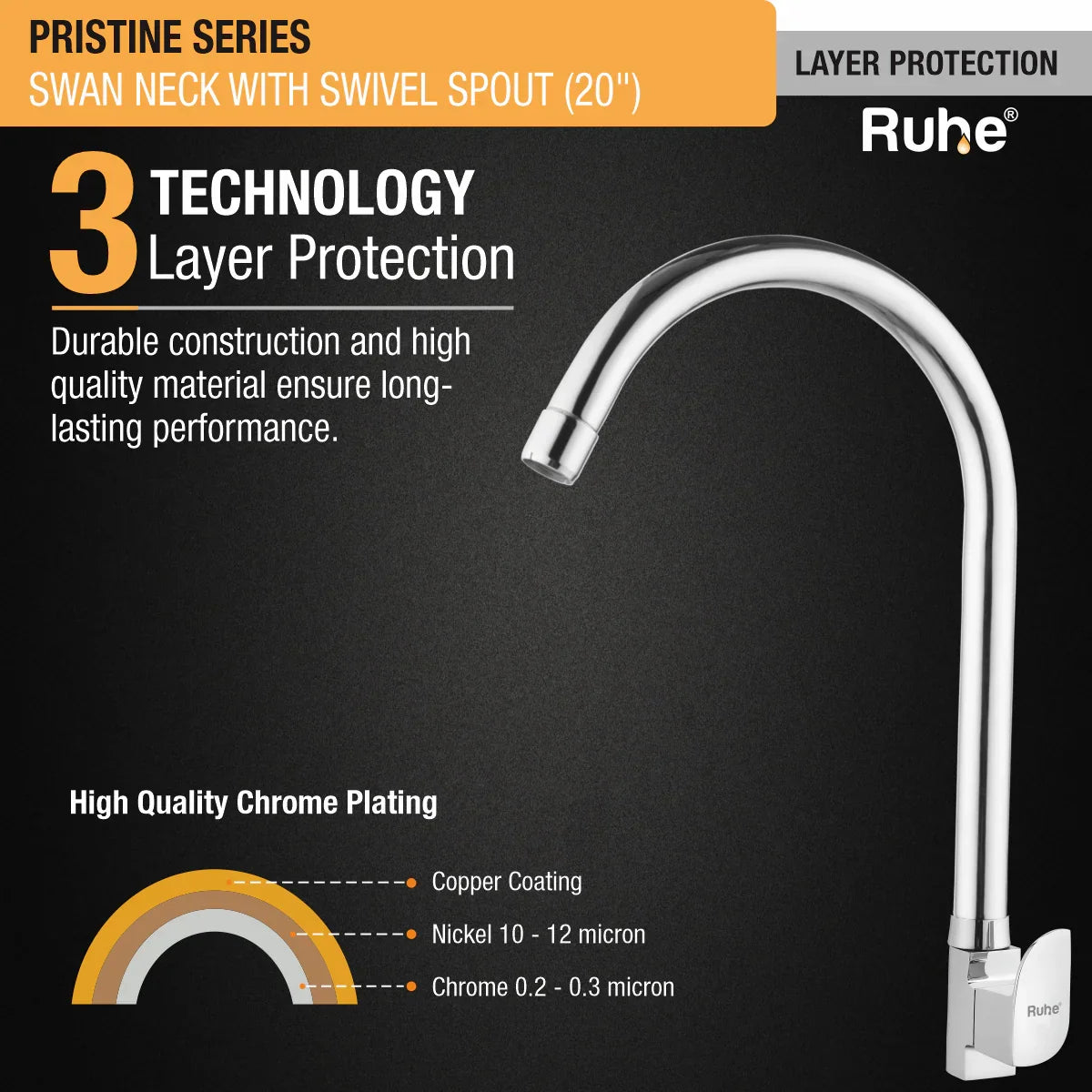 Pristine Deck Mount Wash Basin Tap with Swivel Spout