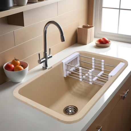 Quartz Single Bowl Kitchen Sink - Sand Choco (31 x 19 x 9 inches)