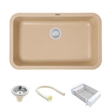 Sand Choco Quartz Single Bowl Kitchen Sink (31 x 19 x 9 Inches)