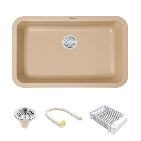 Sand Choco Quartz Single Bowl Kitchen Sink (31 x 19 x 9 Inches)