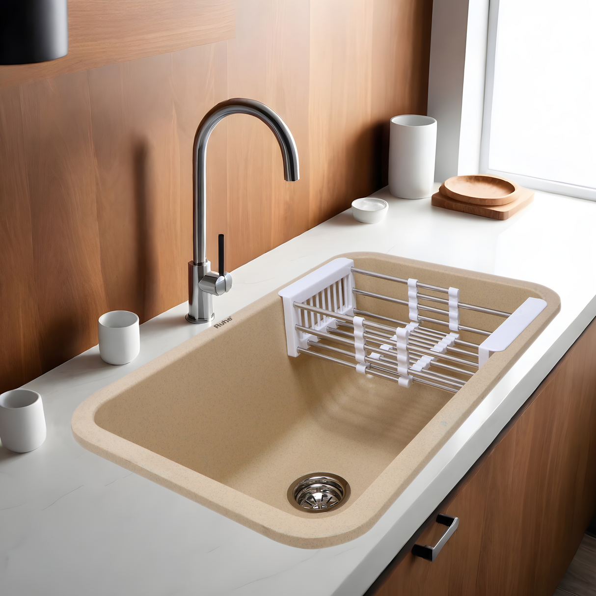 Quartz Single Bowl Kitchen Sink (31 x 19 x 9 Inches)