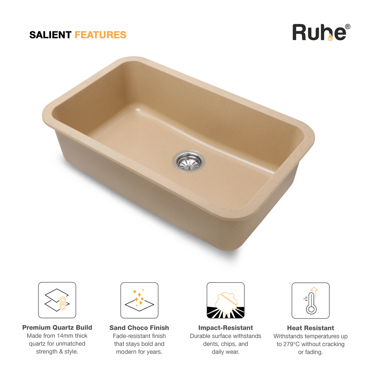 Quartz Single Bowl Kitchen Sink (31 x 19 x 9 Inches)