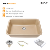 Sand Choco Quartz Single Bowl Kitchen Sink (31 x 19 x 9 Inches) (What's Included)
