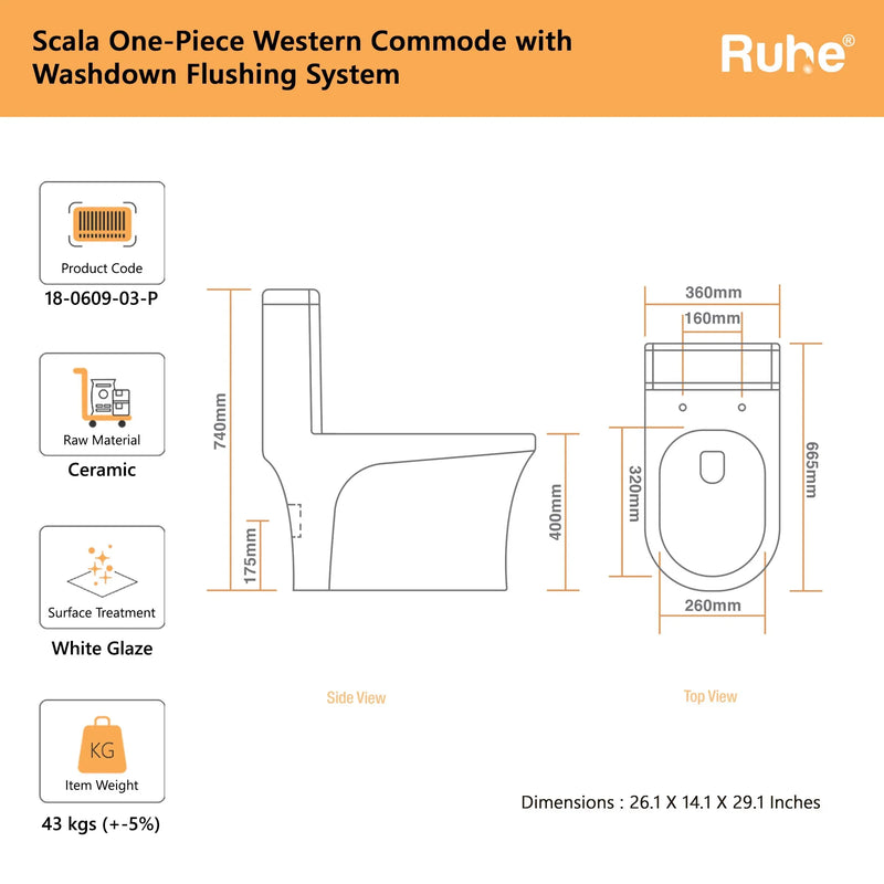 Scala One-Piece Western Commode