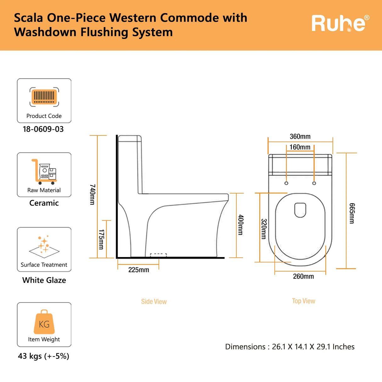 Scala One-Piece Western Commode