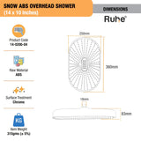 Snow Overhead Shower Dimensions