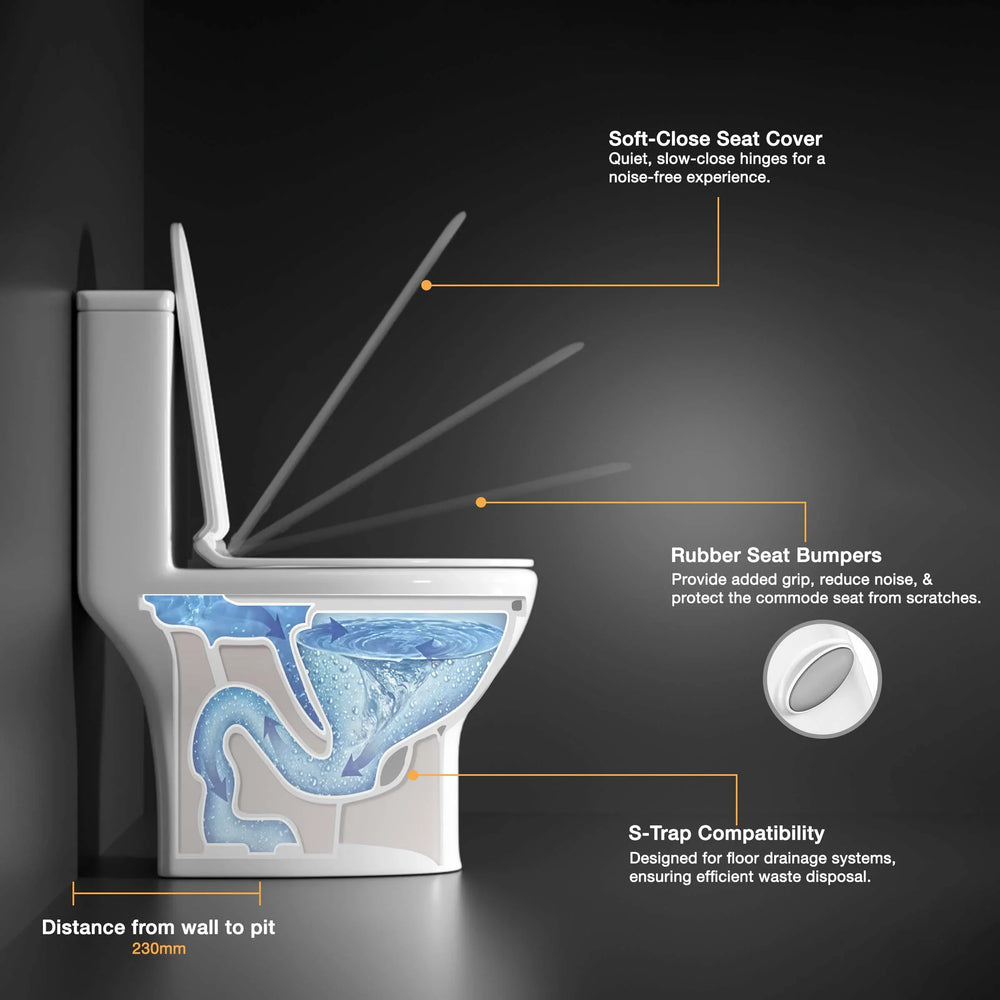 Space One-Piece S-Trap Siphonic Western Toilet / Commode (White) – Ruhe