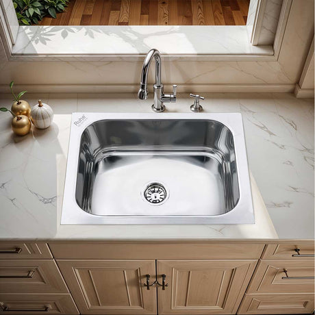 Square Single Bowl 304-Grade Kitchen Sink (24 x 18 x 9 inches)– by Ruhe