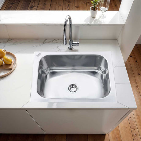 Square Single Bowl 304-Grade Kitchen Sink (26 x 20 x 9 inches)– by Ruhe