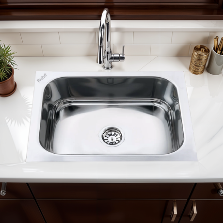 Square Single Bowl Kitchen Sink (24 x 18 x 9 inches) – by Ruhe