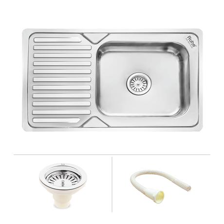 Square Single Bowl with Drainboard (32 x 20 x 8 Inches) Kitchen Sink - by Ruhe®