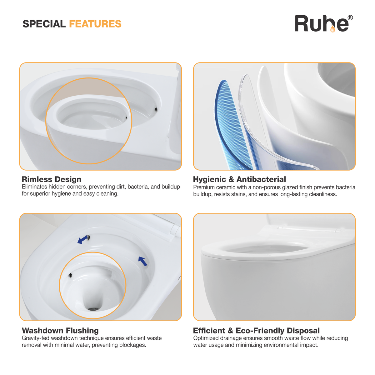 Commode Summer Design Summer Wall-Hung Western Commode – Ruhe