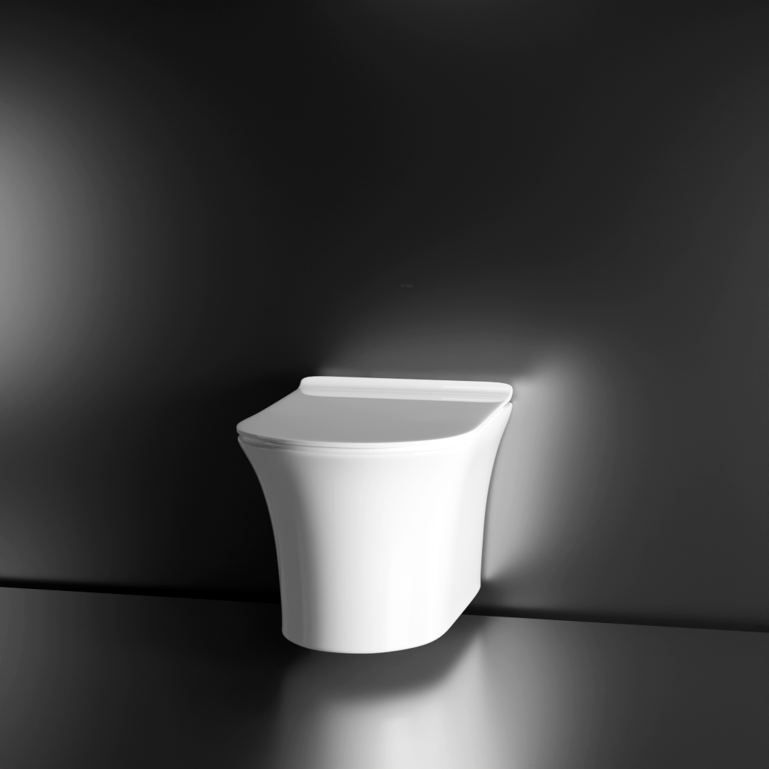 Tera Wall-Hung Rimless P-Trap Western Toilet / Commode (White) - by Ruhe