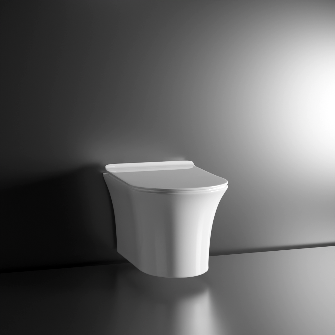 Tera Wall-Hung Rimless P-Trap Western Toilet / Commode (White) - by Ruhe