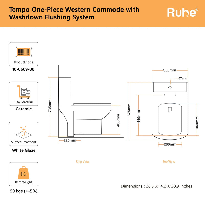 Tempo One-Piece Western Commode