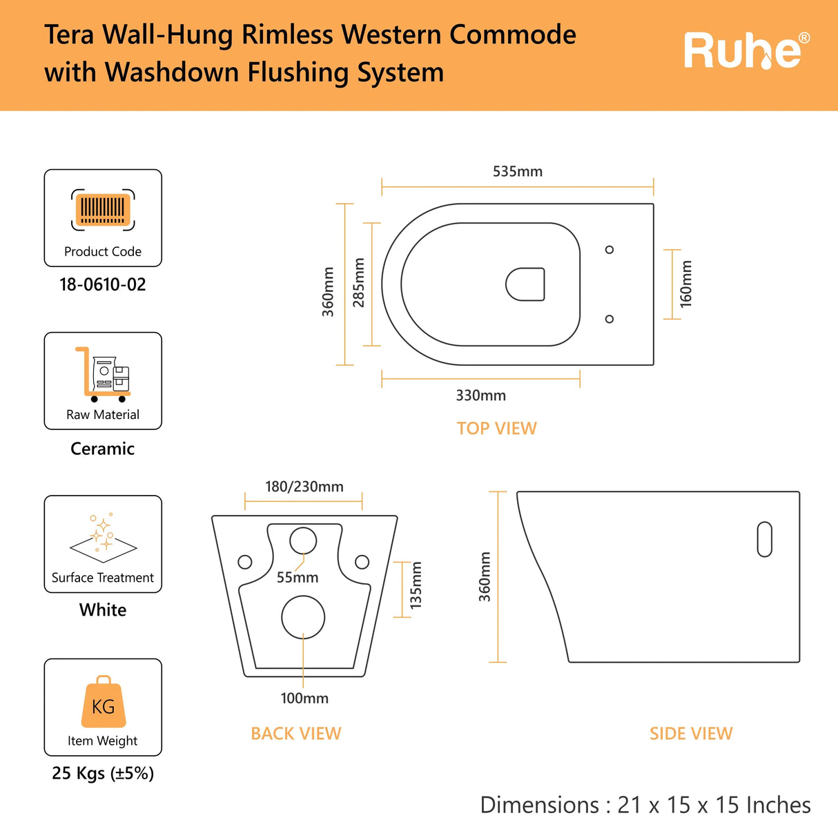 Tera Wall-Hung Western Commode