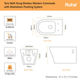 Tera Wall-Hung Western Commode(Dimensions)