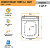 Exclusive Square Soft Close Toilet Seat Cover (White) - by Ruhe