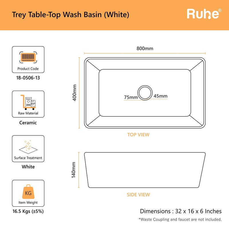 Trey Table Top Wash Basin