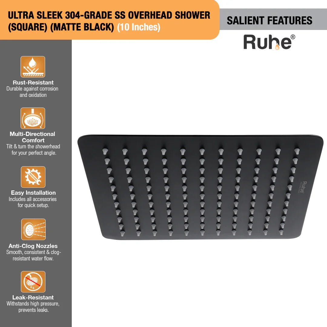 Ultra Sleek 304-Grade SS Overhead Shower (Color Plated)