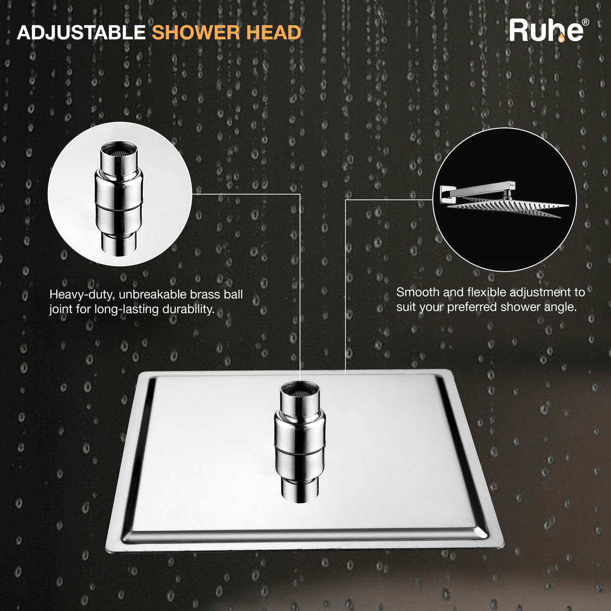 Ultra Sleek 304-Grade SS Overhead Shower