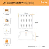 Ultra Sleek 304-Grade SS Overhead Shower 8 Inches Dimensions
